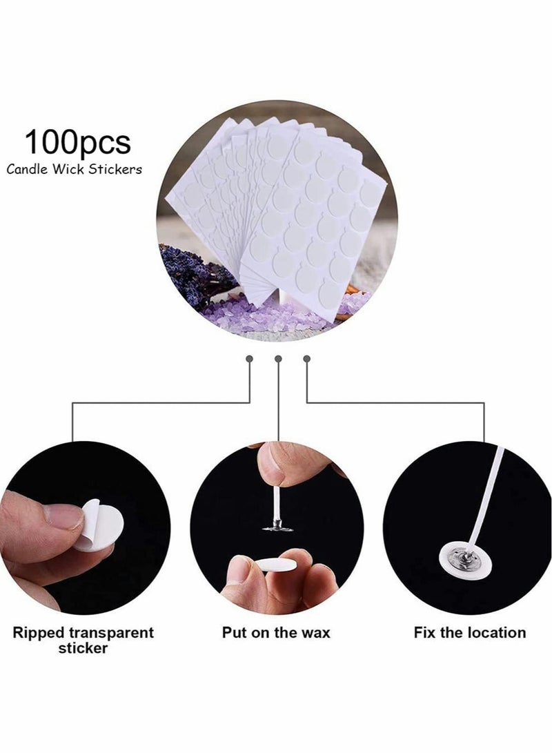 Excefore DIY Candle Making Kit Supplies - Double Spouts Boiler Pot, 100pcs 20cm Candle Wicks, 100pcs Candle Wicks Sticker and 2pcs 3-Hole Candle Wicks Holder - Image 5