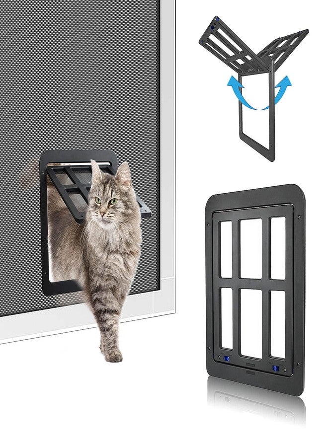 PETLESO Small Pet Door for Screen & Sliding Doors - 8.3" x 10.3" Magnetic Auto-Close Flap with Lockable Insert, Ideal for Cats & Small Dogs, Black - Image 1