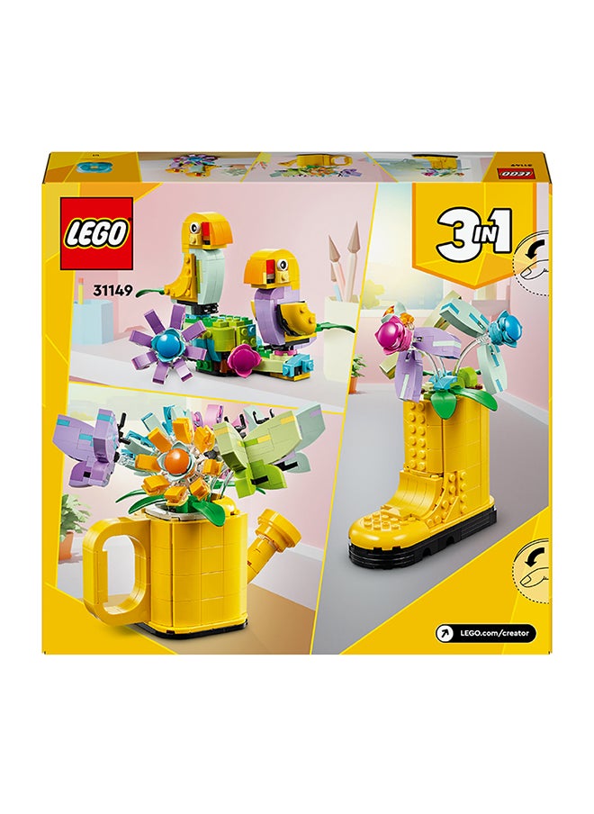LEGO - Creator 3in1 Flowers in Watering Can Toy to Welly Boot to 2 Birds on a Perch, Animals Set for Girls, Boys & Kids, with 3 Butterfly Toys, Makes a Great Desk Accessory, Nature Gift 31149 (420 pieces) - Image 1