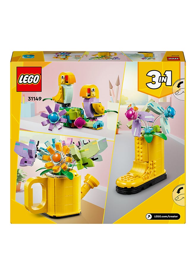 LEGO - Creator 3in1 Flowers in Watering Can Toy to Welly Boot to 2 Birds on a Perch, Animals Set for Girls, Boys & Kids, with 3 Butterfly Toys, Makes a Great Desk Accessory, Nature Gift 31149 (420 pieces) - Image 1
