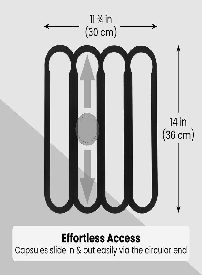 IMPRESA Coffee Pod Holder - Compatible with Nespresso VertuoLine Pods - Black Plastic 20-Capsule Capacity 14 x 11.75 In - Pre-Applied Strips - Under Cabinet Adhesive Capsule Organizer - Image 2