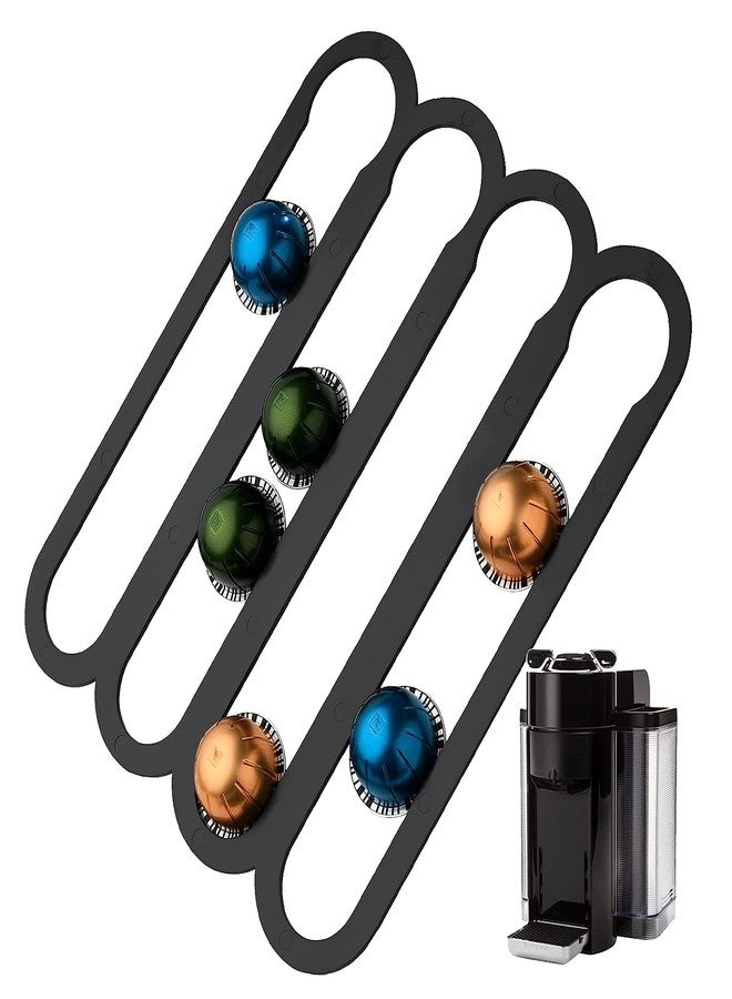 IMPRESA Coffee Pod Holder - Compatible with Nespresso VertuoLine Pods - Black Plastic 20-Capsule Capacity 14 x 11.75 In - Pre-Applied Strips - Under Cabinet Adhesive Capsule Organizer - Image 1