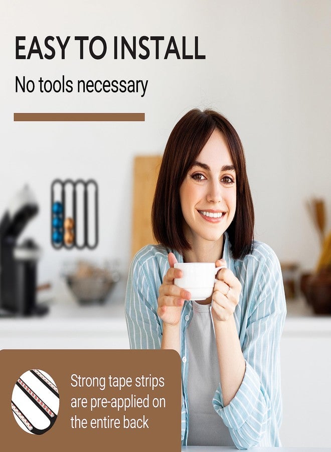 IMPRESA Coffee Pod Holder - Compatible with Nespresso VertuoLine Pods - Black Plastic 20-Capsule Capacity 14 x 11.75 In - Pre-Applied Strips - Under Cabinet Adhesive Capsule Organizer - Image 4