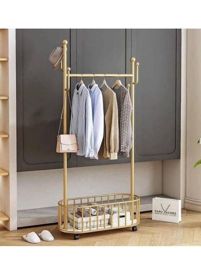 Generic - Storage shelf Stand with Clothes Rail and Rolling Coat Rack With Storage Shelf, Hanging Clothes Stand With Hooks For Hats, Drying Rack, Household Space Saving Storage Organizer For Bedroom - Image 1