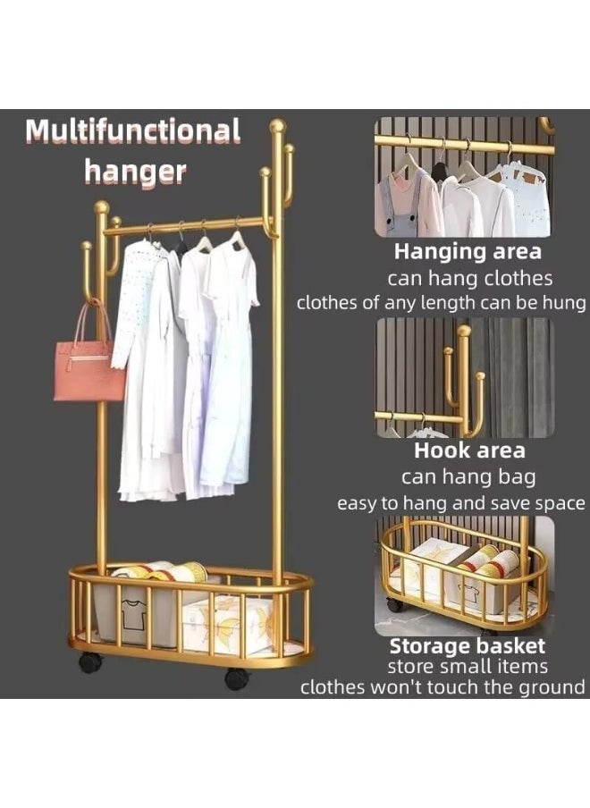 Generic - Storage shelf Stand with Clothes Rail and Rolling Coat Rack With Storage Shelf, Hanging Clothes Stand With Hooks For Hats, Drying Rack, Household Space Saving Storage Organizer For Bedroom - Image 1