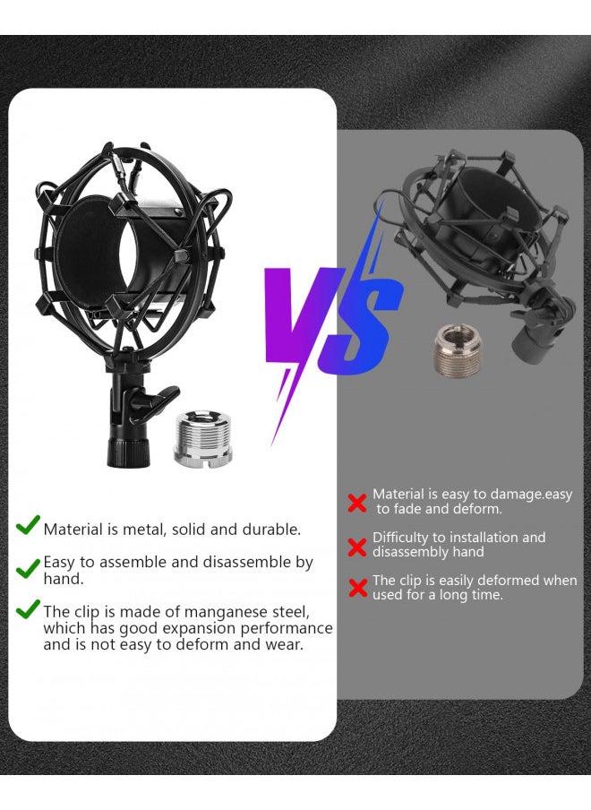 boseen - Boseen Universal Microphone Shock Mount, Mic Clip Holder Mount for Diameter 47mm-53mm Mic Anti Vibration Adjustable High Isolation Shock Mount - Image 1