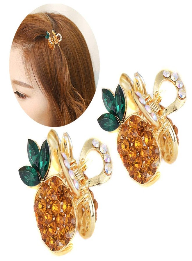 سوبيربليس طوق شعر نسائي مزين بأحجار الراين على شكل فاكهة الأناناس، مزود بمشبك شعر معدني، ودبابيس شعر، وإكسسوارات شعر (مشبك شعر من قطعتين). - Image 1