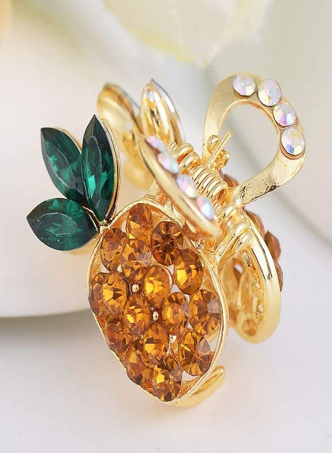 سوبيربليس طوق شعر نسائي مزين بأحجار الراين على شكل فاكهة الأناناس، مزود بمشبك شعر معدني، ودبابيس شعر، وإكسسوارات شعر (مشبك شعر من قطعتين). - Image 5