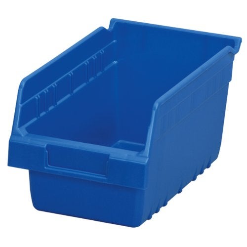 AkroMils 30090 Plastic Nesting ShelfMax Storage Bin Box 12Inch x 6Inch x 6Inch Blue 10Pack