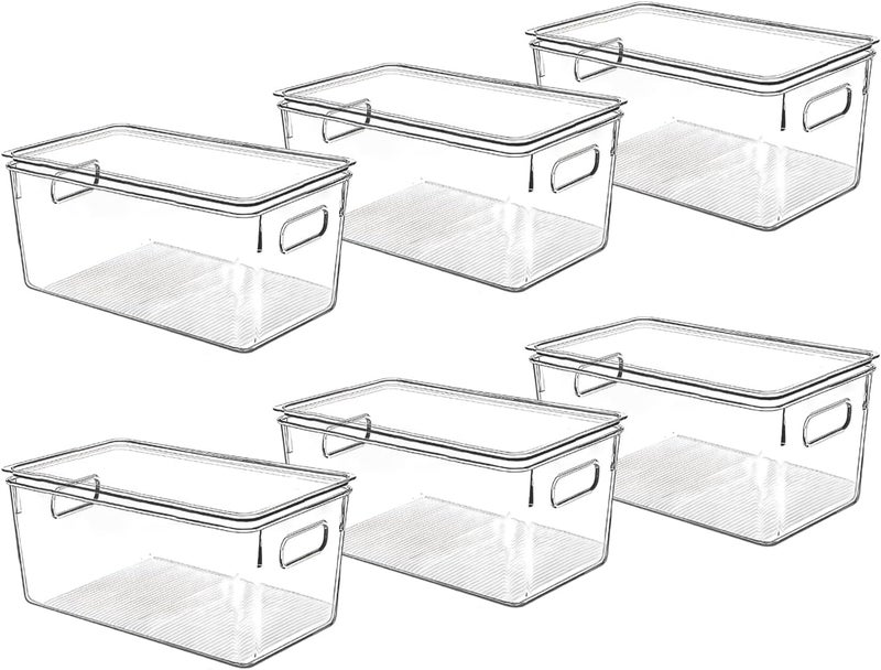 CONTROL KITCHEN Clear Plastic Storage Bins with Lids, Perfect for Kitchen Organization or Pantry Organization and Storage, Stackable Fridge Organizer Bins, Storage Containers for Organizing, Cabinet Organizers - Image 1