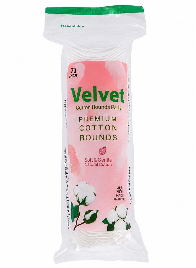 فلفيت وسادات قطنية مستديرة للمكياج من VELVET، 70 قطعة - Image 1