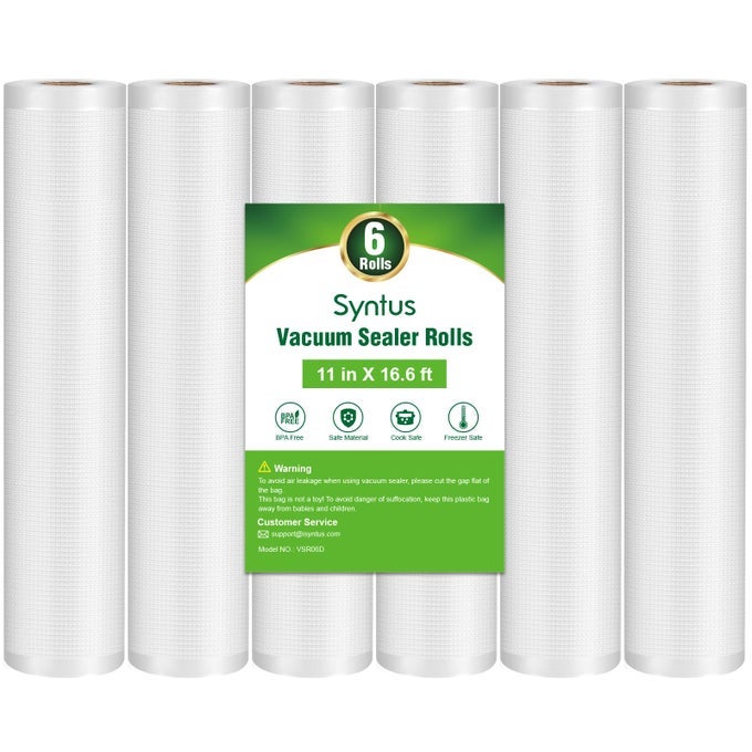 VACUUM SEALER BAGS FOR FOOD 6 ROLLS 11 X 16 COMMERCIAL GRADE BAG ROLLS BPA FREE FOOD VAC BAGS FOR STORAGE MEAL PREP OR SOUS VIDE