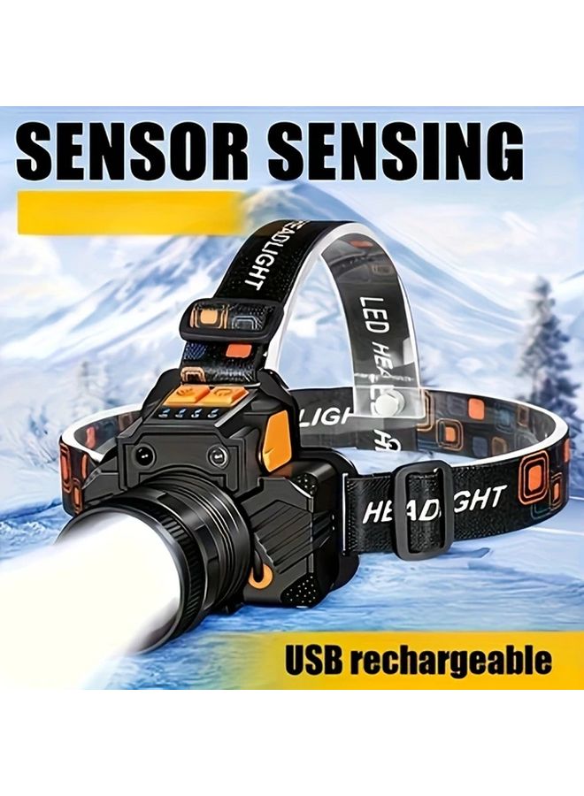 RS7 Motion Sensor Headlamp 2000 Lumens Hands Free Rechargeable For Camping Fishing Emergency - Image 1