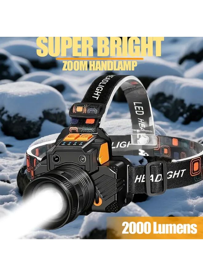 RS7 Motion Sensor Headlamp 2000 Lumens Hands Free Rechargeable For Camping Fishing Emergency - Image 2