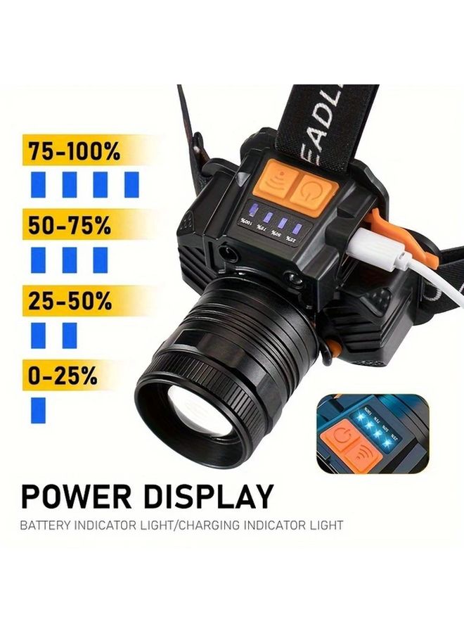 RS7 Motion Sensor Headlamp 2000 Lumens Hands Free Rechargeable For Camping Fishing Emergency - Image 5