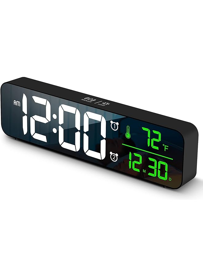 إيروريكس ساعة منبه رقمية لغرفة النوم ساعة رقمية بشاشة كبيرة ساعة منبه رقمية لعرض التاريخ ودرجة الحرارة ساعة حائط رقمية 10.4 بوصة 12 24 ساعة منبه غفوة لغرفة المعيشة. أسود - Image 1