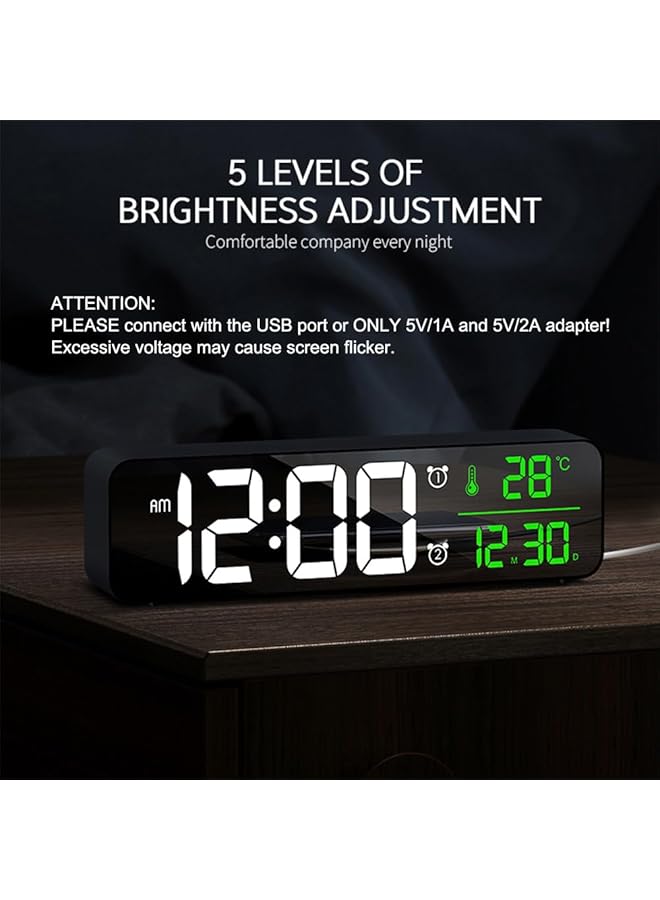 إيروريكس ساعة منبه رقمية لغرفة النوم ساعة رقمية بشاشة كبيرة ساعة منبه رقمية لعرض التاريخ ودرجة الحرارة ساعة حائط رقمية 10.4 بوصة 12 24 ساعة منبه غفوة لغرفة المعيشة. أسود - Image 4