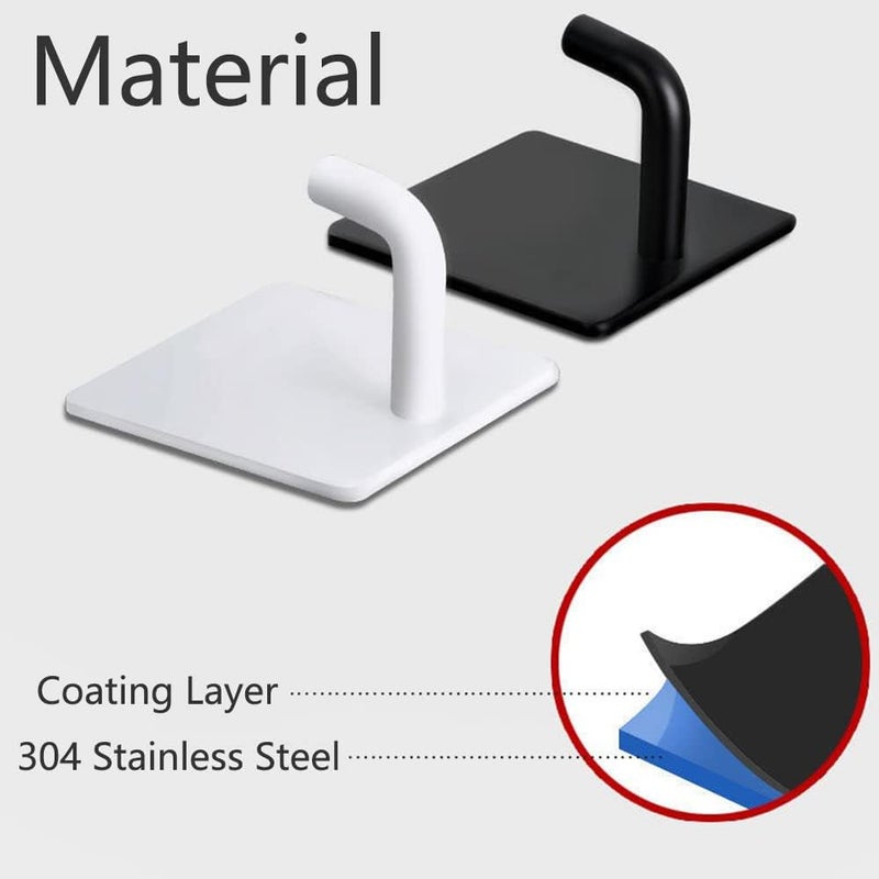 NEEMAY Hooks Adhesive Wall Hooks Bathroom Hanger Self-adhesive Heavy Duty Towel Shower Hooks Wall Mount Stick On 304 Stainless Steel Hooks for Hanging Towel,Coat,Key Home Kitchen, 8 Pack (Black) - Image 3