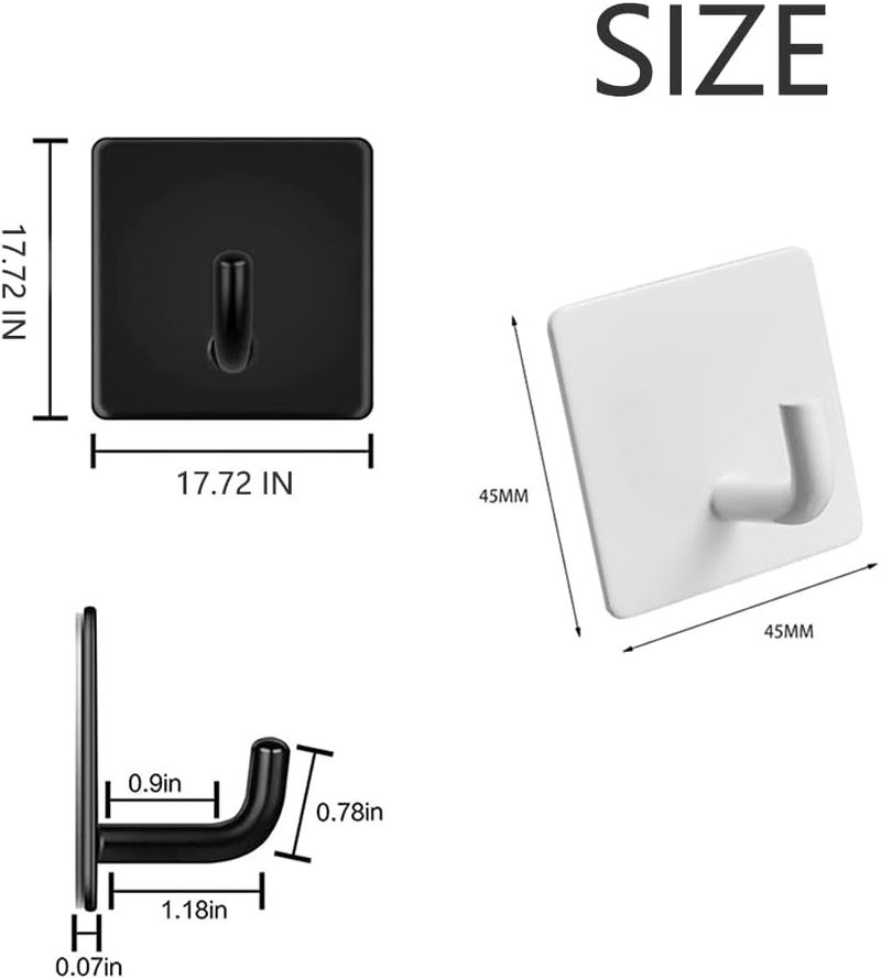 NEEMAY Hooks Adhesive Wall Hooks Bathroom Hanger Self-adhesive Heavy Duty Towel Shower Hooks Wall Mount Stick On 304 Stainless Steel Hooks for Hanging Towel,Coat,Key Home Kitchen, 8 Pack (Black) - Image 4