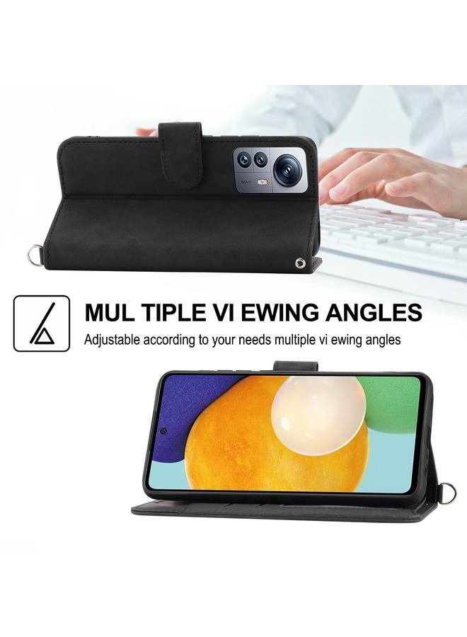 S-TOP Case For Samsung Galaxy A03s 165.8 Skin-feel Flowers Embossed Wallet Leather Phone Case - Image 4