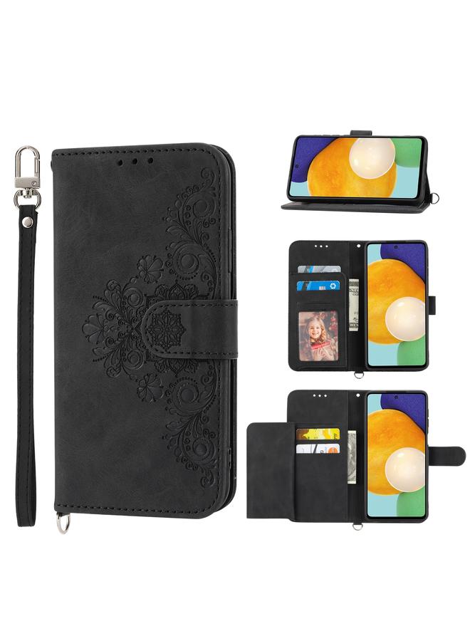 S-TOP Case For Samsung Galaxy A03s 165.8 Skin-feel Flowers Embossed Wallet Leather Phone Case - Image 1