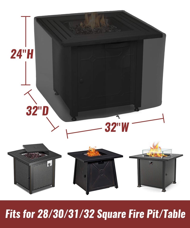 NUPICK 30 Inch Square Fire Pit Cover for Propane Fire Pit/Table, 100% Waterproof Cover Fits 28/30/32 Inch Fire Pit, All Weather Resistant - Image 2