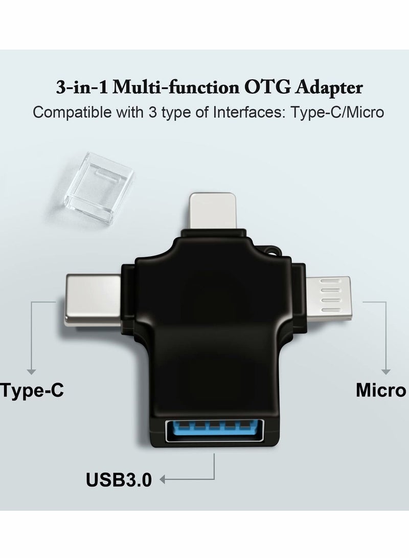 Y&D 3-in-1 OTG Adapter, USB C to 3.0 Light-ning Micro Adapter for Phone/Tablet, Support Flash Drive, Card Reader, Keyboard & Mouse, Camera and Other Devices - Image 2