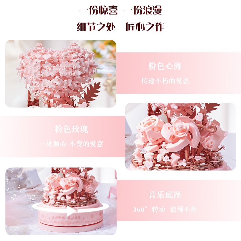 Building Blocks Assembled Flowers Adult Version Puzzle Tree House Ornaments For Girlfriend Christmas Birthday - Image 5