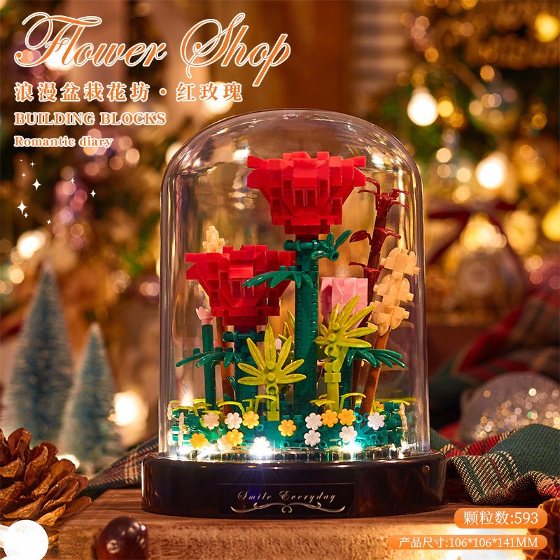 Building Blocks Assembled Flowers Adult Version Puzzle Tree House Ornaments For Girlfriend Christmas Birthday - Image 1