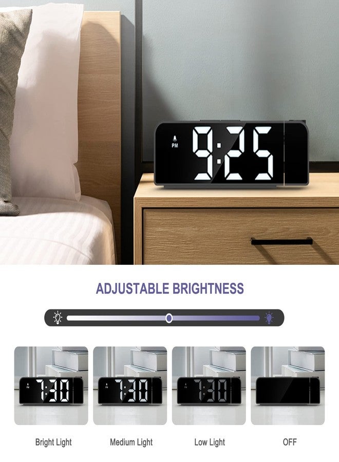 JXTZ Projection Alarm Clock, Alarm Clocks with Projection on Ceiling with 7.9" Large Display, LED Digital Clock with 4 Level Brightness, Snooze, Night Mode, Temperature, Clock for Bedroom Living Room - Image 3