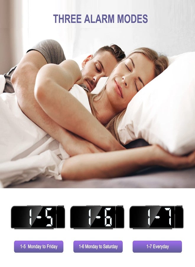 JXTZ Projection Alarm Clock, Alarm Clocks with Projection on Ceiling with 7.9" Large Display, LED Digital Clock with 4 Level Brightness, Snooze, Night Mode, Temperature, Clock for Bedroom Living Room - Image 4