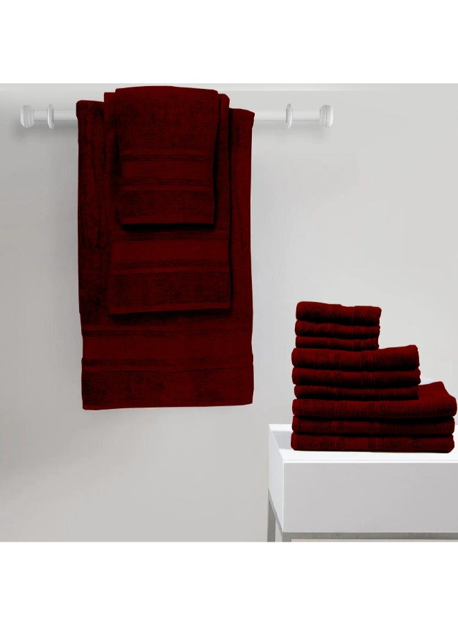 BYFT Home Castle (Maroon) Premium Cotton Hand Towel (50 X 90 Cm-Set Of 1) Highly Absorbent, High Quality Bath Linen With Diamond Dobby 550 Gsm - Image 1
