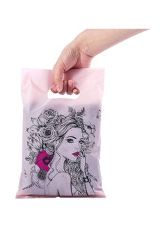 SYOSI Plastic Die Cut Bag with Handle, Gift Wrapping Bag, Poly Shopping Merchandise Bag for Business, 1.5 mils 100 ct, 15x20cm, Strawberry