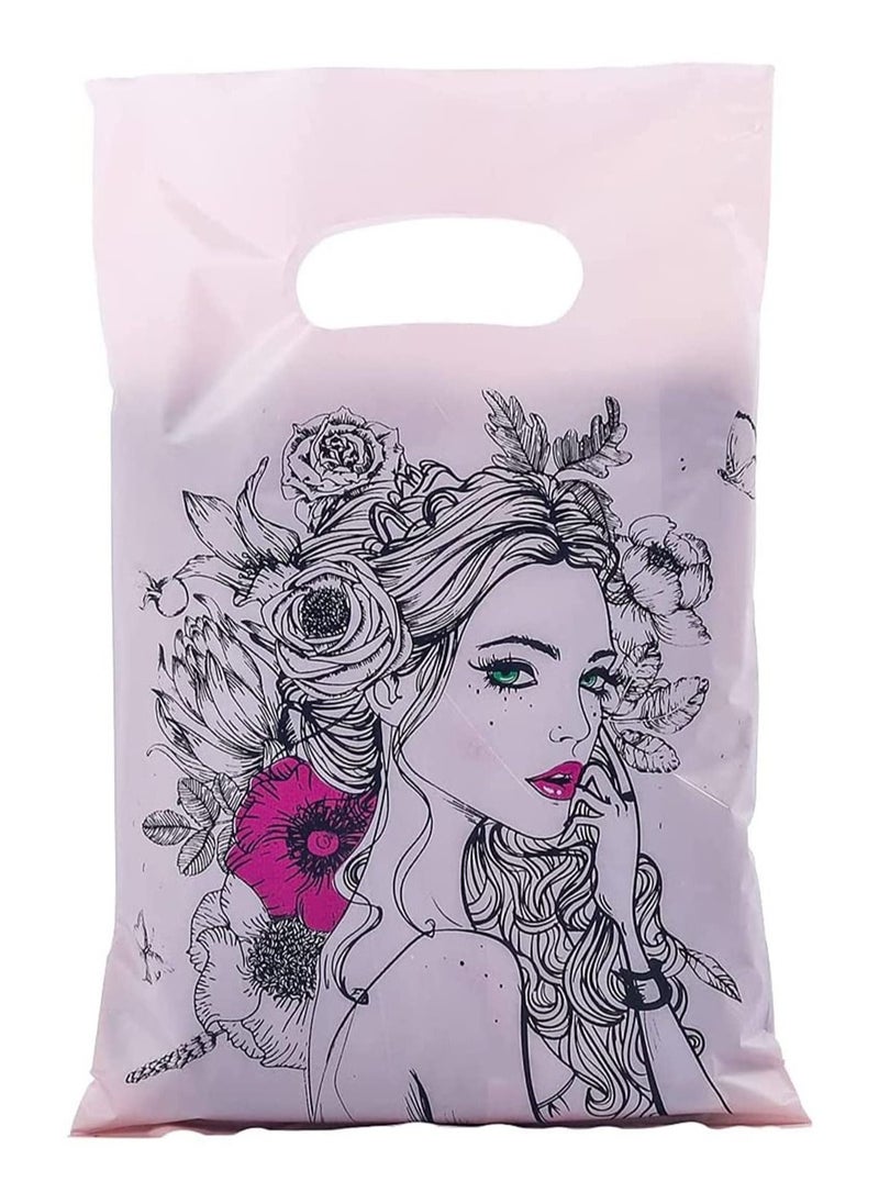 SYOSI - SYOSI Plastic Die Cut Bag with Handle, Gift Wrapping Bag, Poly Shopping Merchandise Bag for Business, 1.5 mils 100 ct, 15x20cm, Strawberry - Image 1