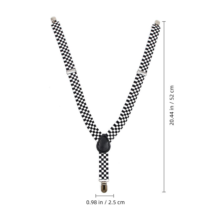 2pcs Checkered Clip- Elastic Y-back Suspender (Black+White) - Image 2