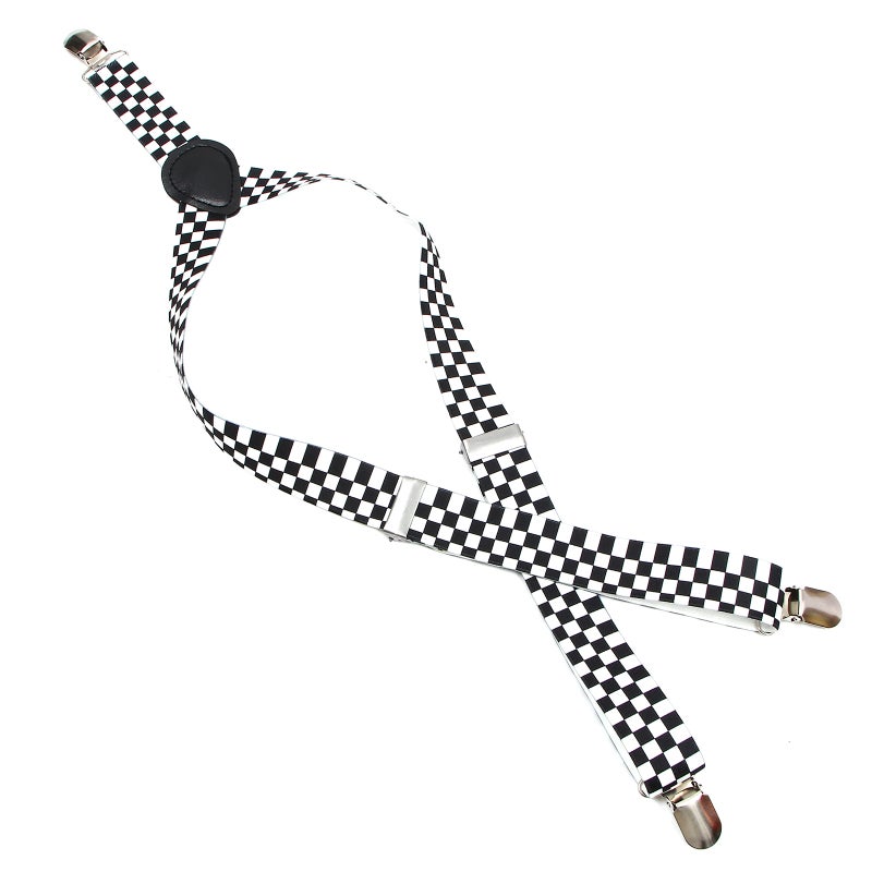 2pcs Checkered Clip- Elastic Y-back Suspender (Black+White) - Image 4