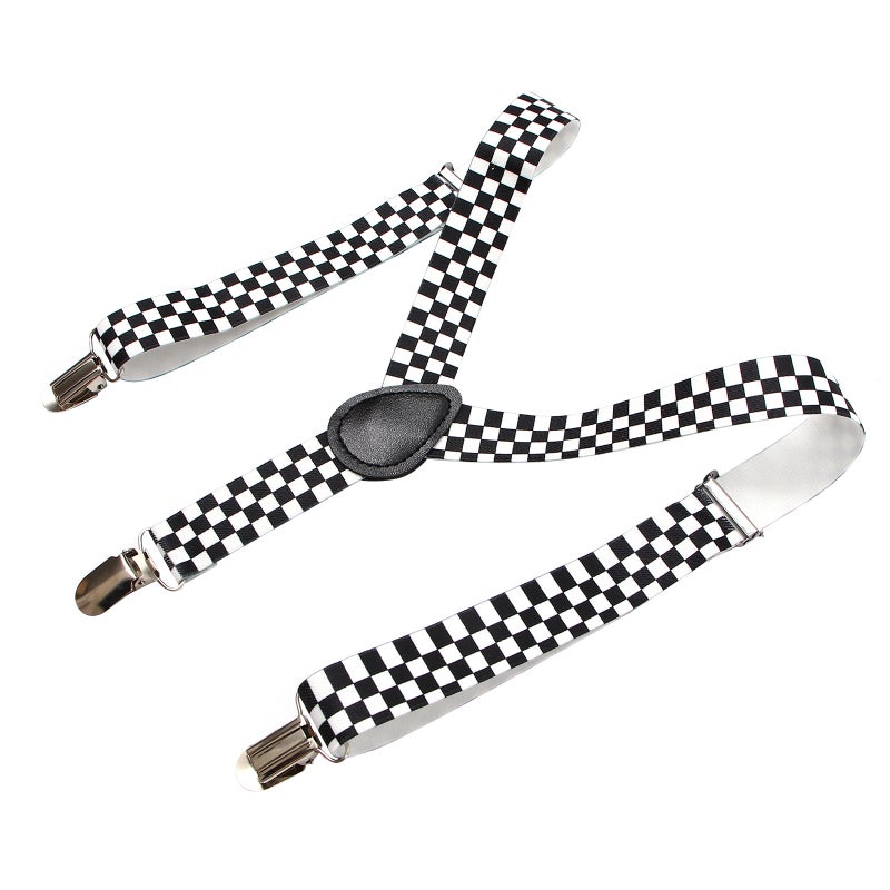 2pcs Checkered Clip- Elastic Y-back Suspender (Black+White) - Image 3