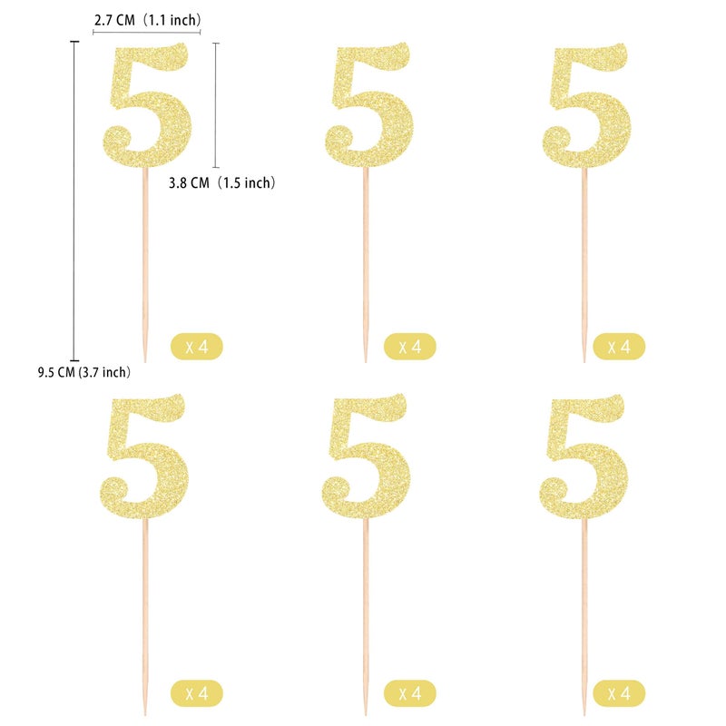 Gexolenu 24 PCS الذهب على الوجهين على الوجهين الخامس كب كيك أعلى الأقطار اللامعة - Image 2