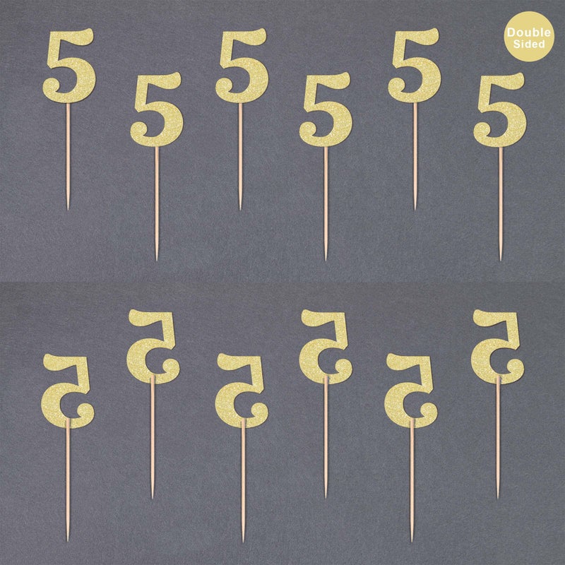 Gexolenu 24 PCS الذهب على الوجهين على الوجهين الخامس كب كيك أعلى الأقطار اللامعة - Image 4