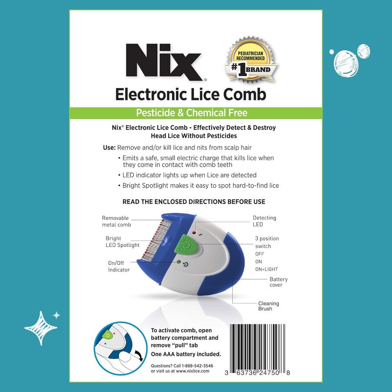 NIX Electronic Lice Comb, Effective Lice Treatment without Pesticides or Chemicals, 1 Count - Image 4
