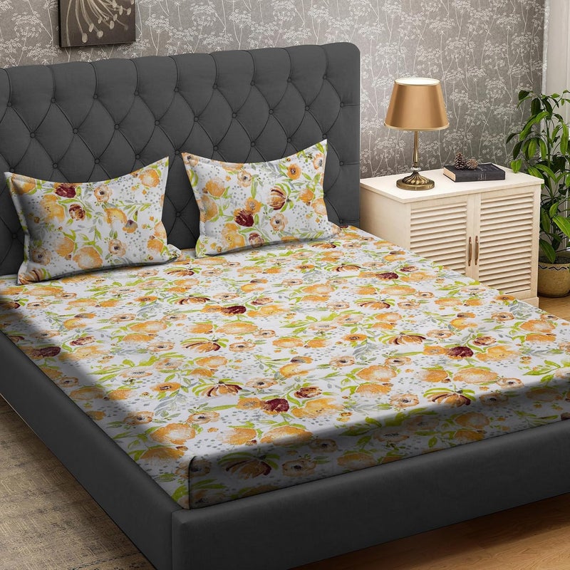 UmI. Brand Umi Super Soft Cotton King Floral Bedsheet with Pillow Covers108X108Inches King bedsheet160TC Cotton Bedsheet with Pillow Covers - Image 1