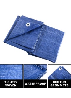 Generic Large Multi Purpose Waterproof Heavy Duty Poly Tarp With Grommets 5 Mil Thick For Home Boats Cars Camping Protective Cover Blue 6 Yds X 4 Yds  - Image 2