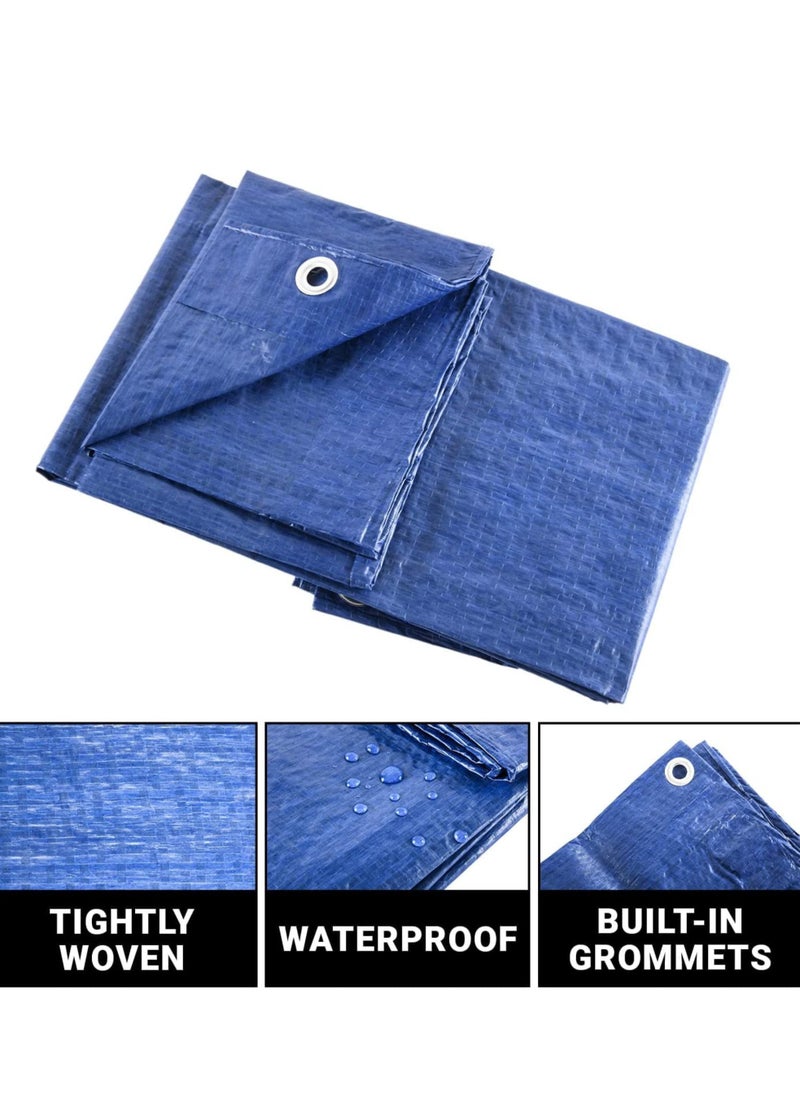 Generic Large Multi Purpose Waterproof Heavy Duty Poly Tarp With Grommets 5 Mil Thick For Home Boats Cars Camping Protective Cover Blue 6 Yds X 4 Yds  - Image 2