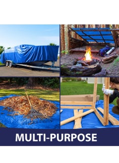 Generic Large Multi Purpose Waterproof Heavy Duty Poly Tarp With Grommets 5 Mil Thick For Home Boats Cars Camping Protective Cover Blue 6 Yds X 4 Yds  - Image 3