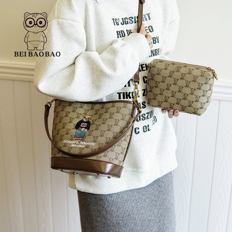 North Bag Fashion Women'S Bag Bear Embroidered Mother Bag Casual Shoulder Crossbody Bag - Image 4