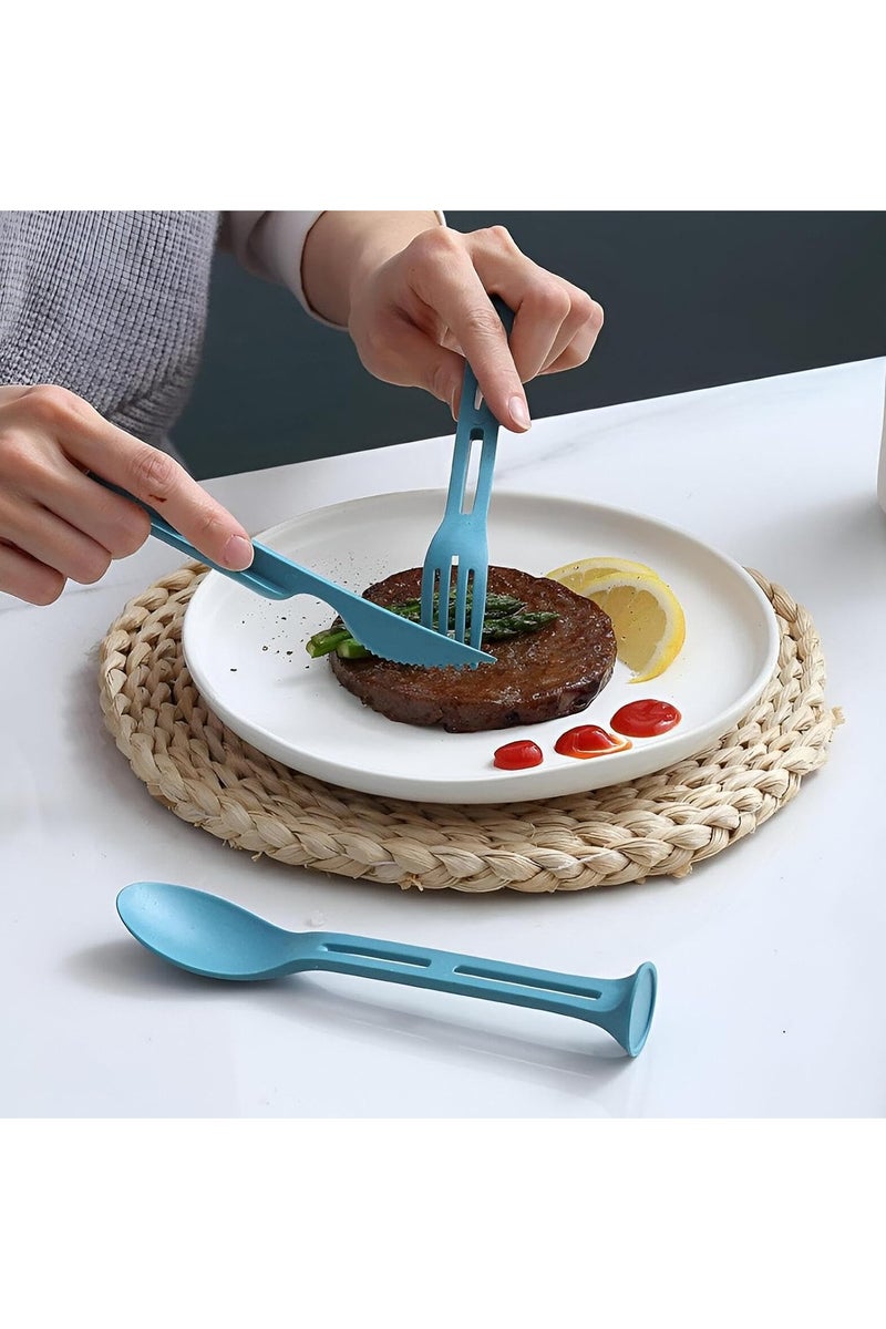 3 in 1 Plastic Cutlery Set - Spoon, Fork and Knife for Kitchen Use, Perfect for Kids, Travel, School, Picnics and Meals - Multicolor - Image 3