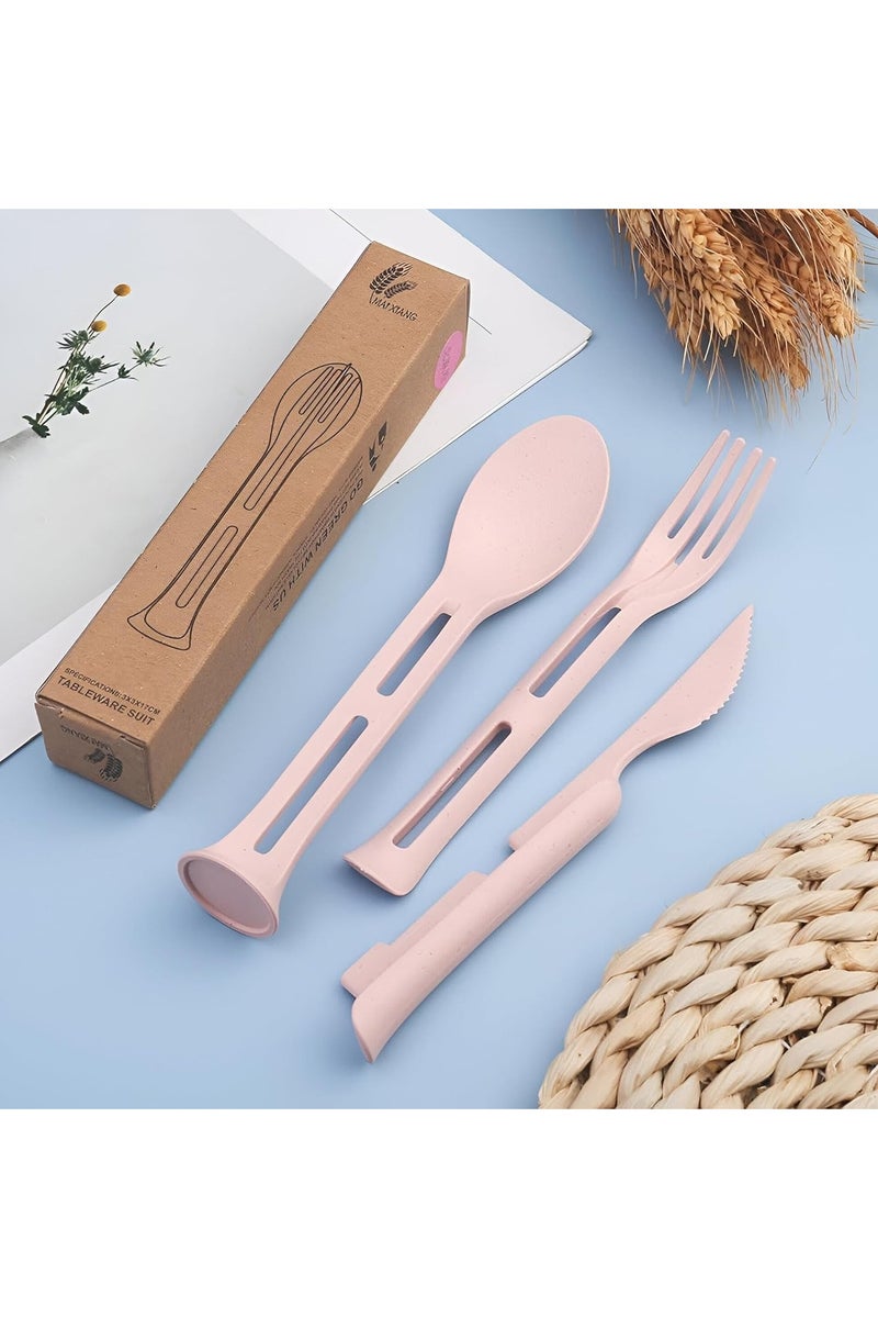 3 in 1 Plastic Cutlery Set - Spoon, Fork and Knife for Kitchen Use, Perfect for Kids, Travel, School, Picnics and Meals - Multicolor - Image 4