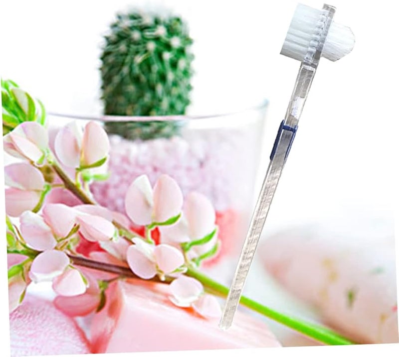 2Pcs Transparent Denture Brush Double Sided Cleaning Tool with Non Slip Handle - Image 5