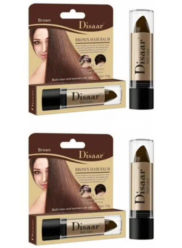 ديسار بلسم العناية بالشعر يخفي الشعر الأبيض الرمادي لون أحمر الشفاه 10 جرام (بني) 2 قطعة