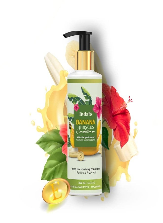 Indalo Banana Hibiscus Conditioner with Vitamin E & Shea Butter for Dry, Frizzy and Dull Hair | For Men and Women | Paraben,Sulphate & Cruelty Free Conditioner - 200 ml - Image 1